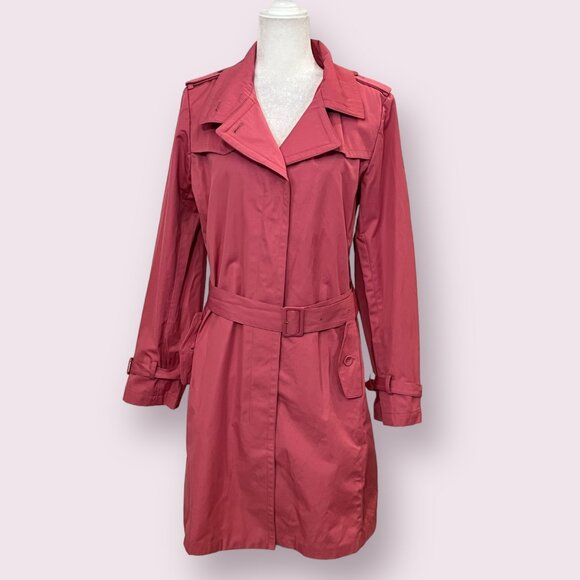 Talbots Jackets & Blazers - NWOT Talbots Women's Trench Coat Button Dark Pink Belted Size 10